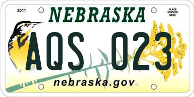 NE license plate AQS023
