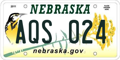 NE license plate AQS024