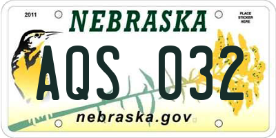 NE license plate AQS032