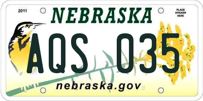 NE license plate AQS035