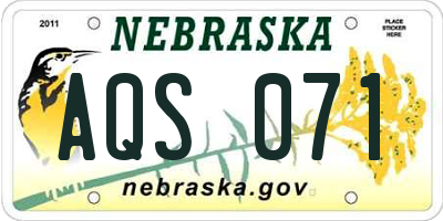 NE license plate AQS071