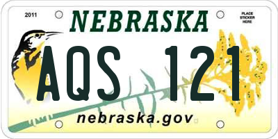 NE license plate AQS121