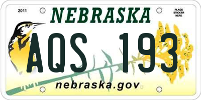 NE license plate AQS193