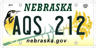 NE license plate AQS212