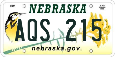 NE license plate AQS215