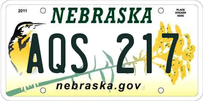 NE license plate AQS217