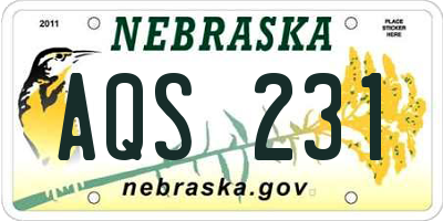 NE license plate AQS231