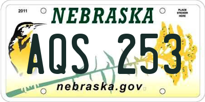 NE license plate AQS253