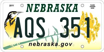 NE license plate AQS351