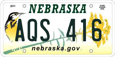 NE license plate AQS416