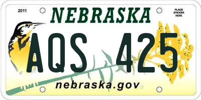 NE license plate AQS425