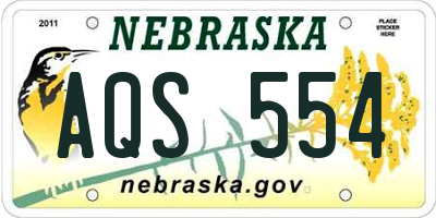 NE license plate AQS554