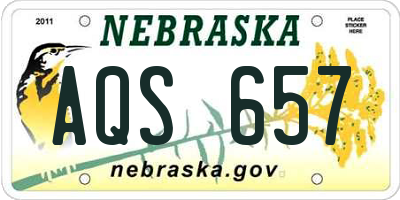 NE license plate AQS657