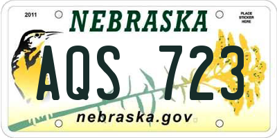 NE license plate AQS723