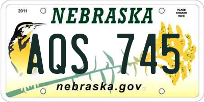 NE license plate AQS745