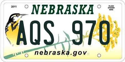 NE license plate AQS970