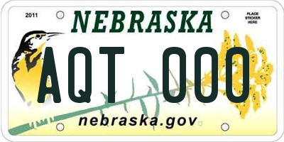 NE license plate AQT000