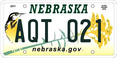 NE license plate AQT021