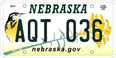 NE license plate AQT036