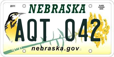 NE license plate AQT042