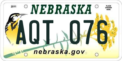 NE license plate AQT076
