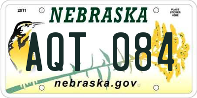 NE license plate AQT084