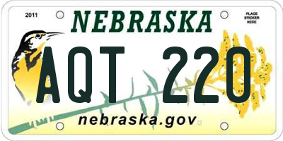 NE license plate AQT220