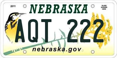 NE license plate AQT222
