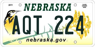 NE license plate AQT224