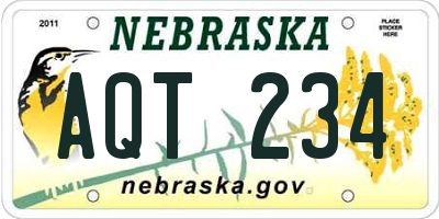 NE license plate AQT234