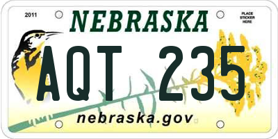 NE license plate AQT235