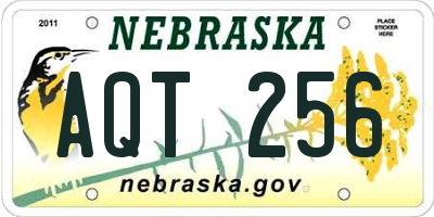 NE license plate AQT256
