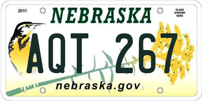 NE license plate AQT267