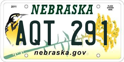NE license plate AQT291