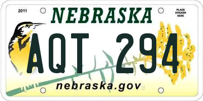 NE license plate AQT294