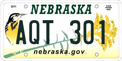 NE license plate AQT301