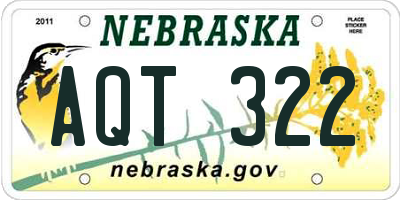 NE license plate AQT322