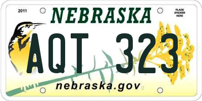 NE license plate AQT323