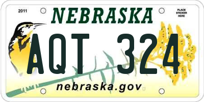 NE license plate AQT324