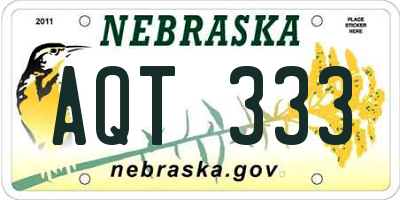 NE license plate AQT333