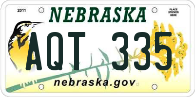 NE license plate AQT335