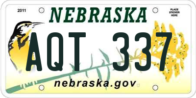 NE license plate AQT337