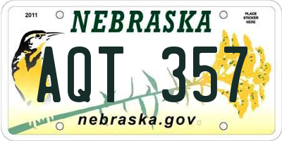 NE license plate AQT357