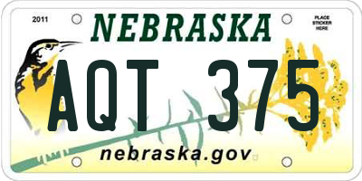 NE license plate AQT375