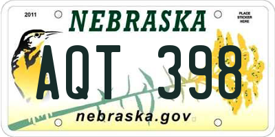 NE license plate AQT398