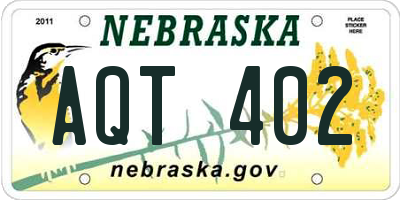 NE license plate AQT402