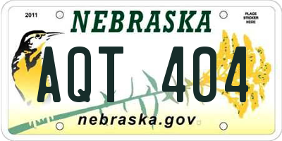 NE license plate AQT404