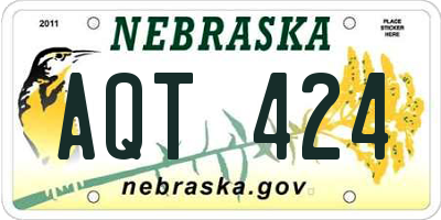 NE license plate AQT424