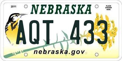 NE license plate AQT433