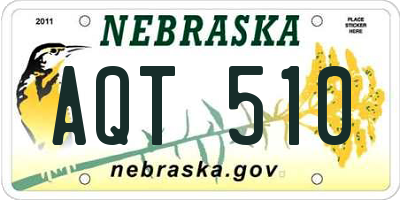NE license plate AQT510